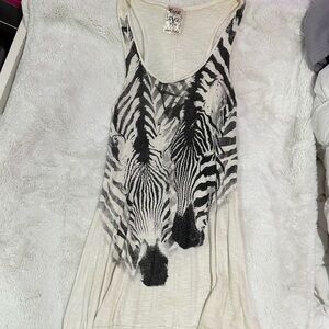 Vocal Cream Zebra Graphic Tank Top